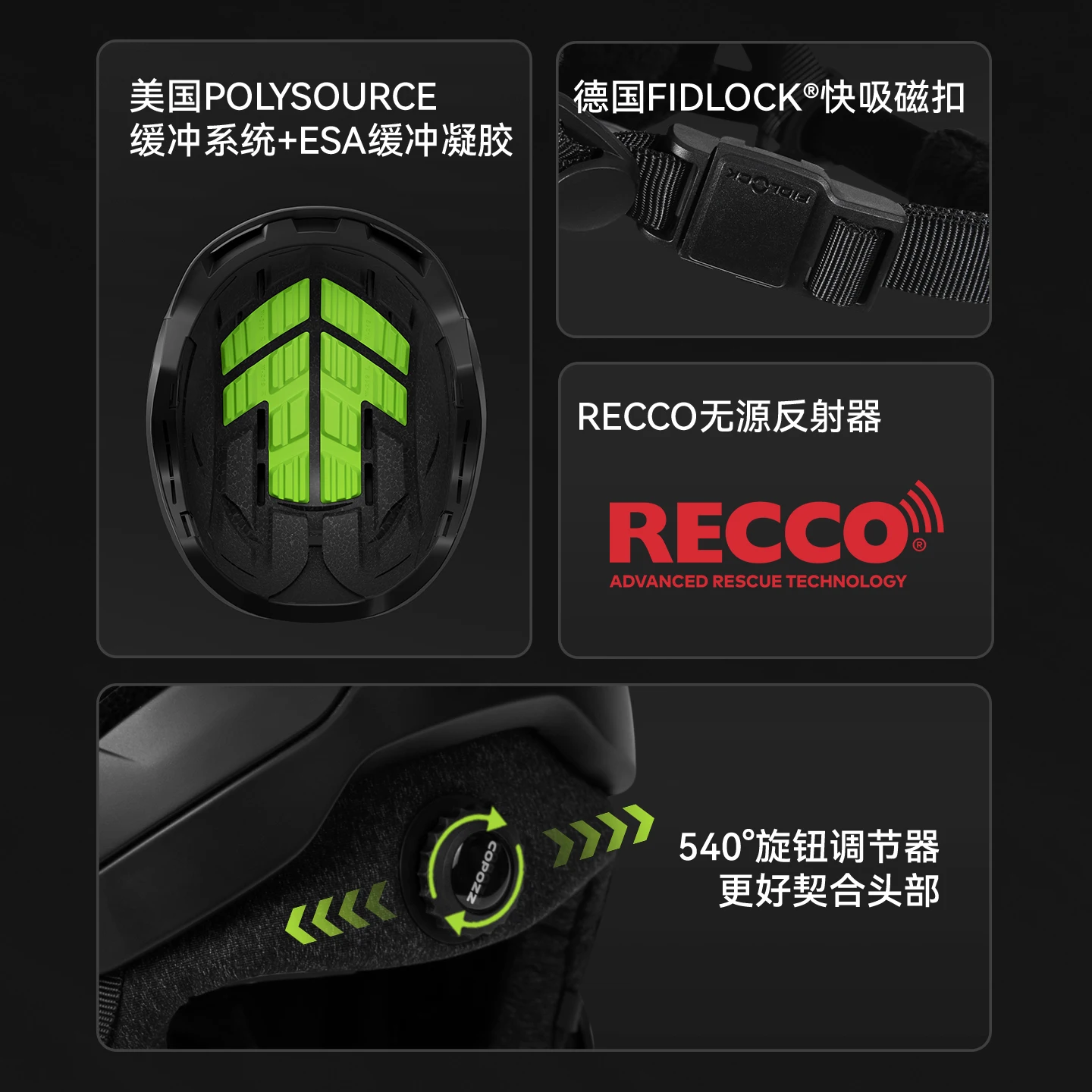 COPOZZ Winter-Skihelm, einteiliger universeller Schneehelm für Erwachsene, Skaten, Ski, Snowboard, Outdoor-Sporthelme mit RECCO-Reflektor