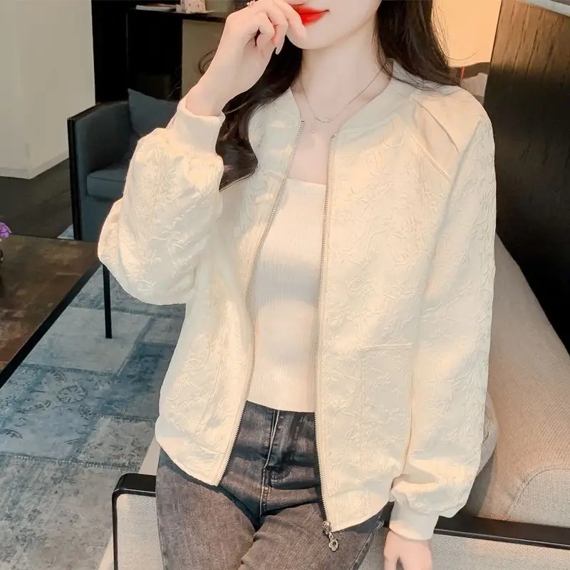Little Spring Coat 2026 New Women's Casual Jacquard Joker Short Western Baseball Uniform Ladies Loose Fashion Overwear