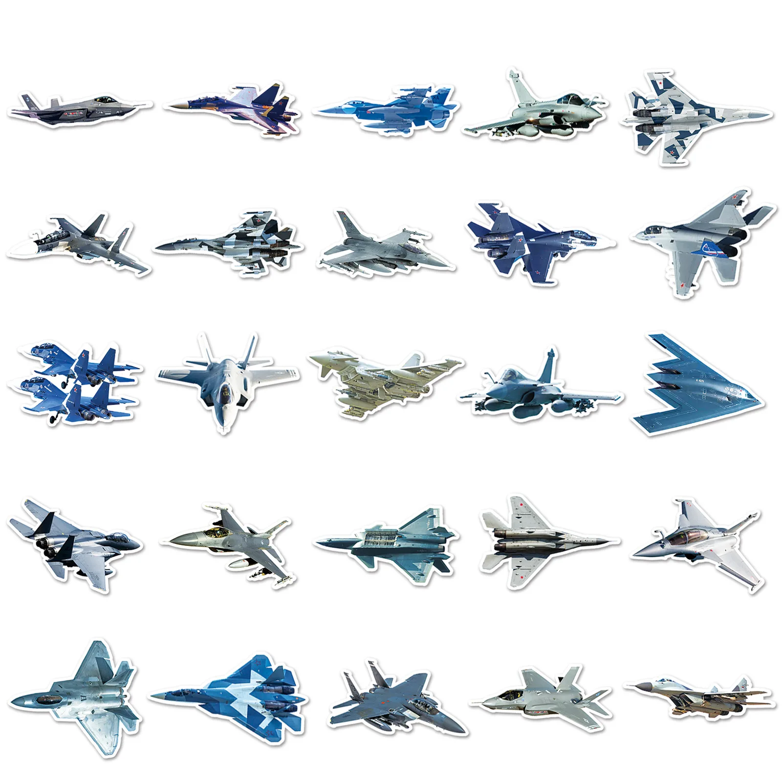 50 Pcs Worldrenowned Military Fighter Aircraft Waterproof Sticker Creative Graffiti Notebook Skateboard Laptop Decoration