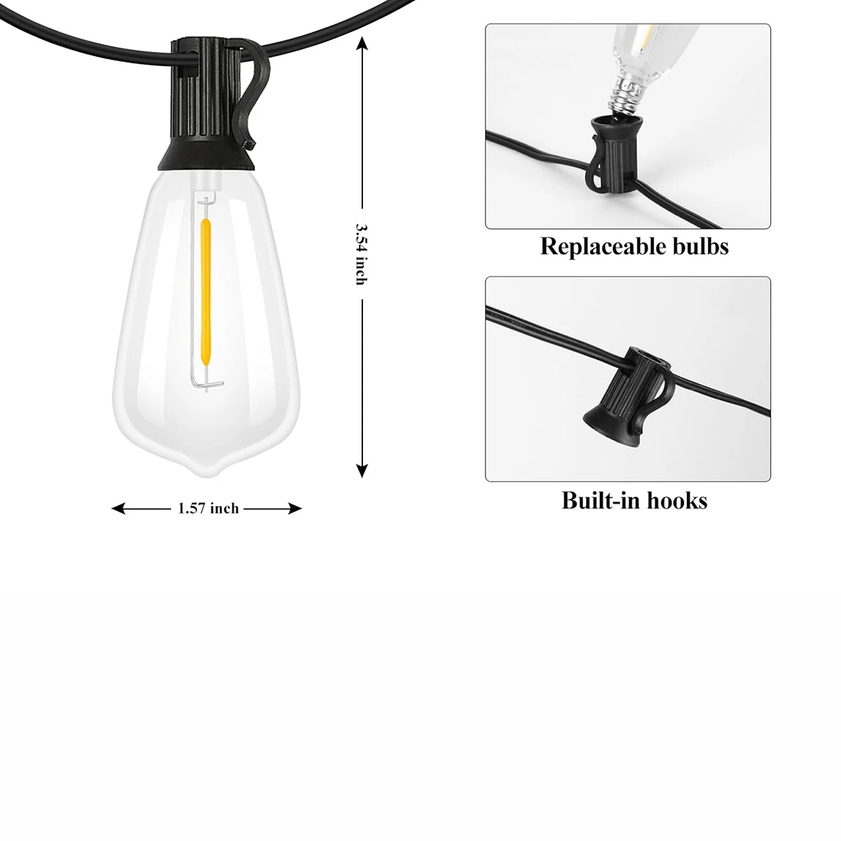 Imagem -06 - Luzes Led String para Decoração do Partido Luzes de Corda ao ar Livre Bulbo Globo Lâmpada de Rua Pátio Jardim Quintal Camping Guirlanda Regulável St38