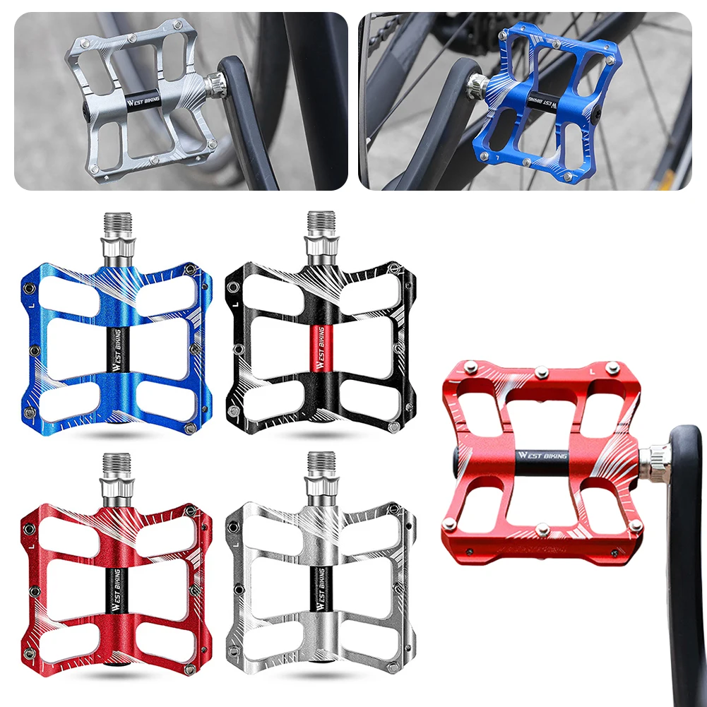 Aluminium Alloy MTBs Cycle Road Bike Flat Pedals Sturdy Stable Nonslip Bike Flat Pedals For MTBs Road Bike Riding Accessories