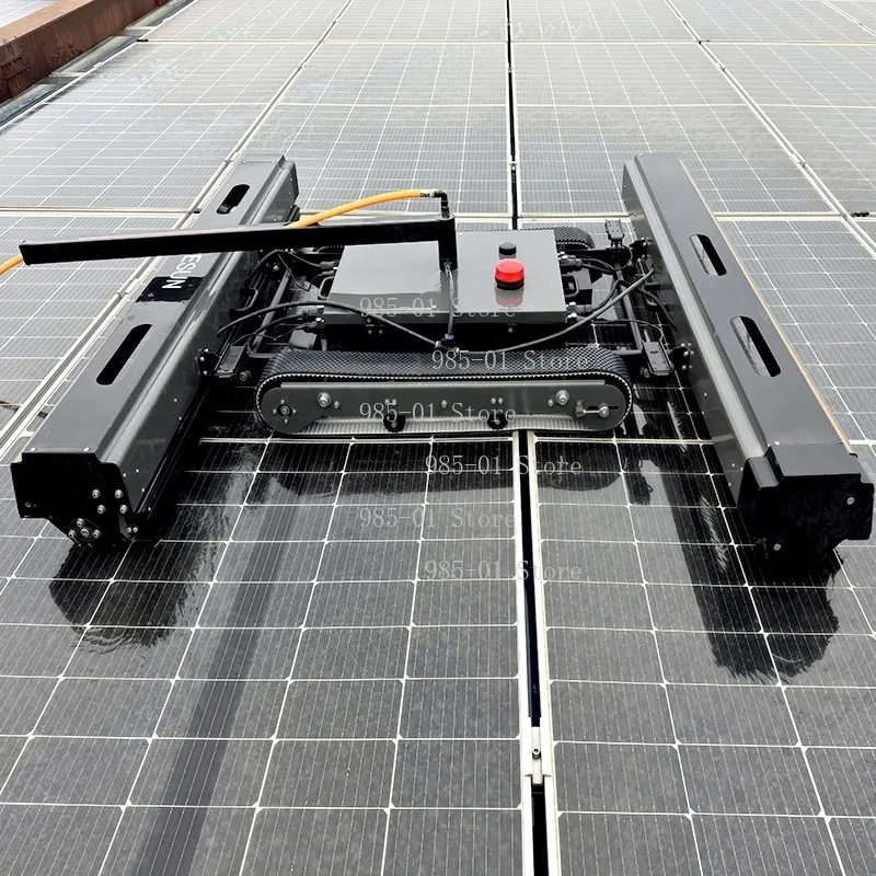 High Efficient Double Brush PV Cleaning Equipment, Extra Long Track Automatic Solar Panel Cleaning Robot