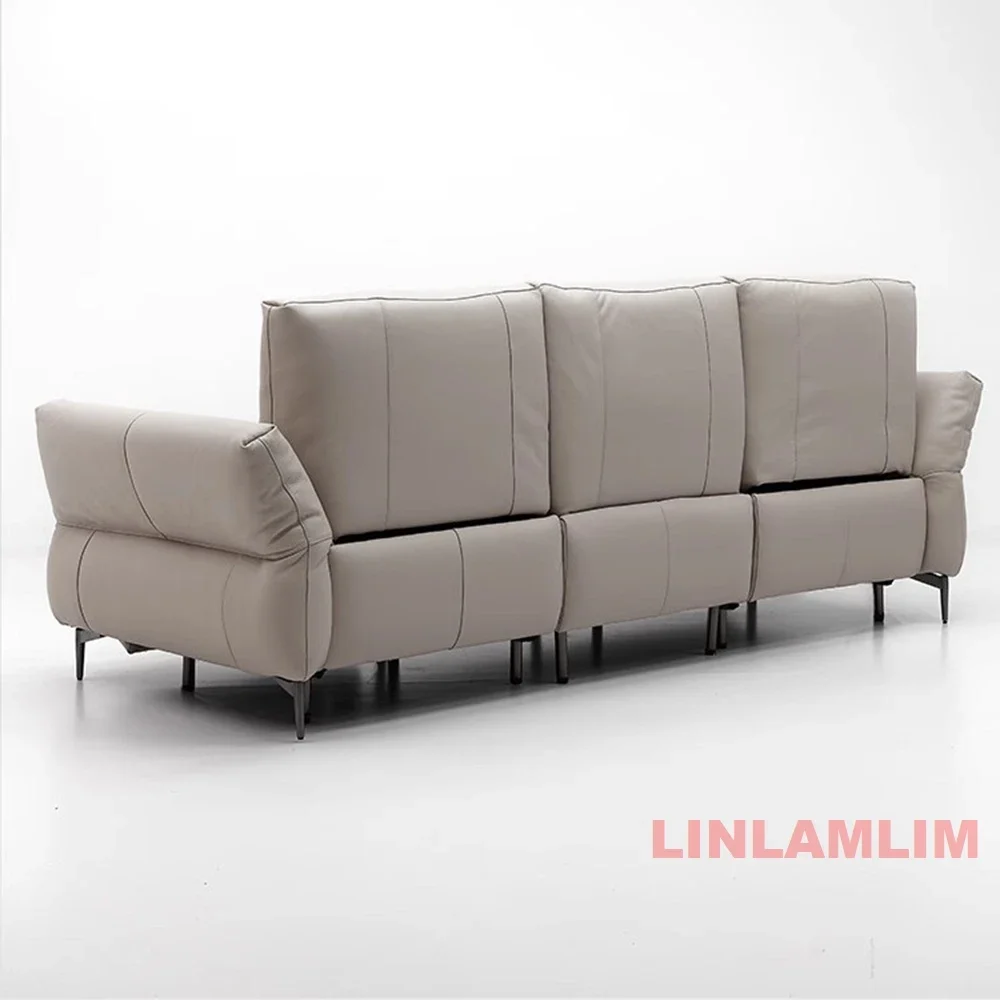 أريكة كرسي كهربائية حديثة، أريكة مقسمة من الجلد الطبيعي قابلة للتعديل مع مسند للقدمين، أثاث مريح لغرفة المعيشة المنزلية #5