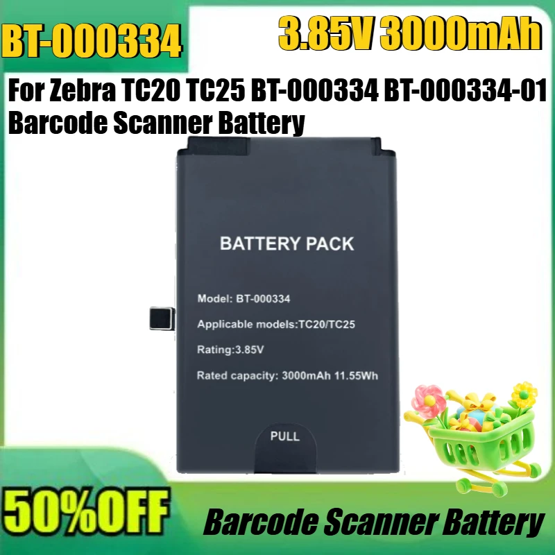 

New BT-000334 3.85V 3000mAh Barcode Scanner Battery for Zebra TC20 TC25 BT-000334 BT-000334-01 Barcode Scanner Battery
