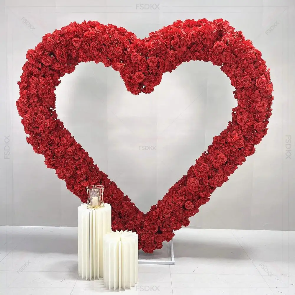 

Popular Models Silk Red Rose Artificial Flower Arrangement Red Table Flower Runner for Wedding Events Decoration