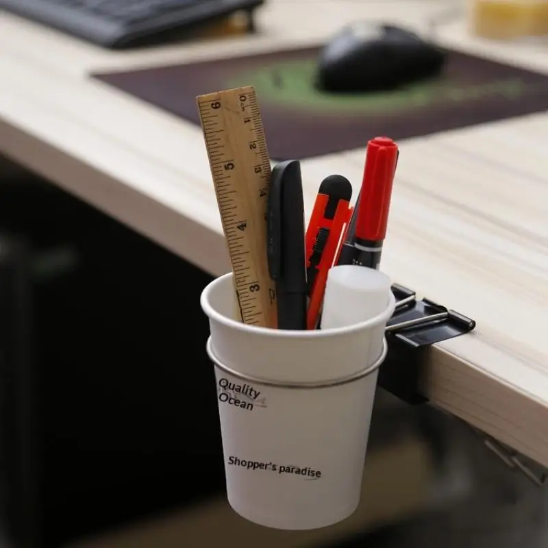 Metal Table Cup Holder With Clamp Clip On Anti-Spill Table Cup Holder Water Bottle Holder For Workplace Pencils Cups