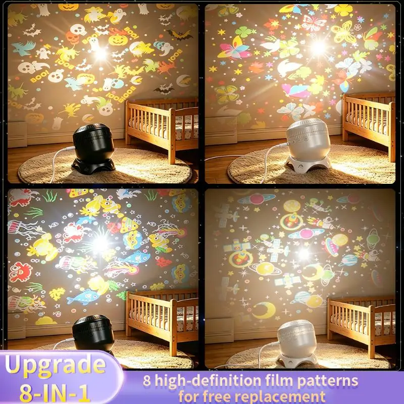 Dynamic Rotating LED Projector Light Rechargeable Ocean Adjustable Brightness Bedroom Atmosphere Lamp