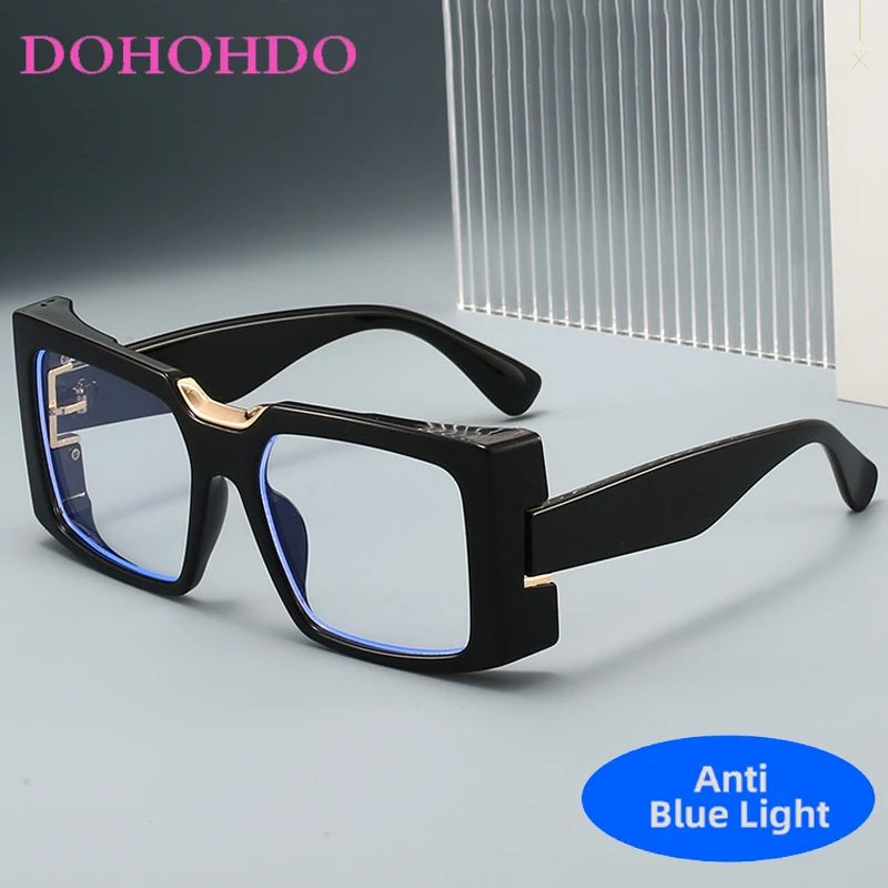 

Vintage Big Frame Square Thick Frame Anti-Blue Light Glasses Men Women Fashion Designer Computer Games Eye Protection Eyewear