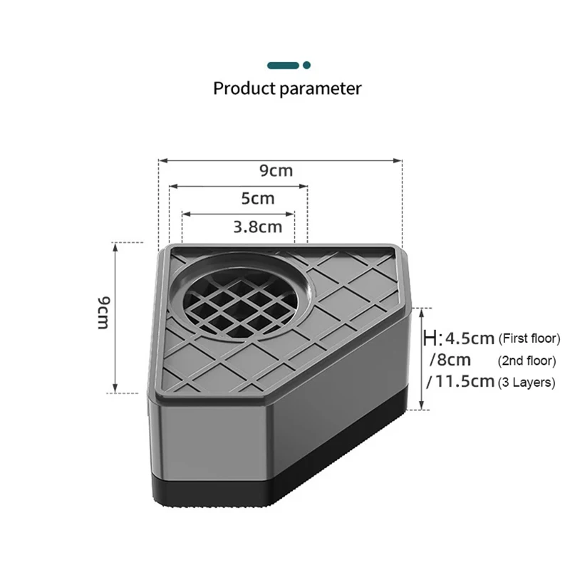 4Pc Washing Machine Anti Vibration Pads Stable Anti Slip Heightening Base for Furniture Moisture-proof Storage Rack Washe Stand image 6
