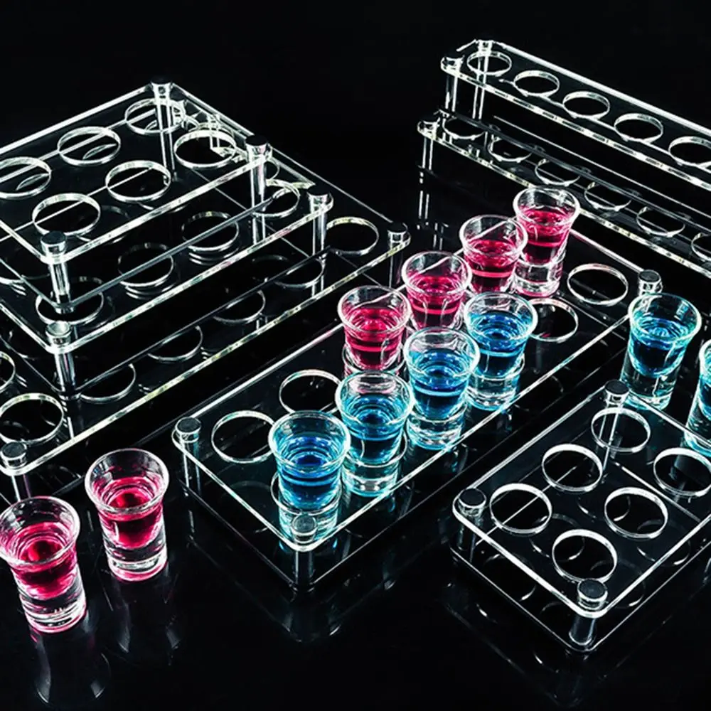 Supplies Shelf Transparent Acrylic Cup Holder 32/38mm Multi-slots Wine Cup Holder Save Space Black Base Shot Glasses Holder Ktv