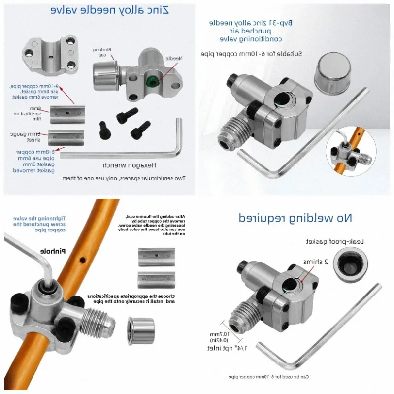 1 Set BVP-31 Fluoride Valve ZincNeedle Puncture Valve For Air Conditioner Refrigeration Equipment Maintenance Work
