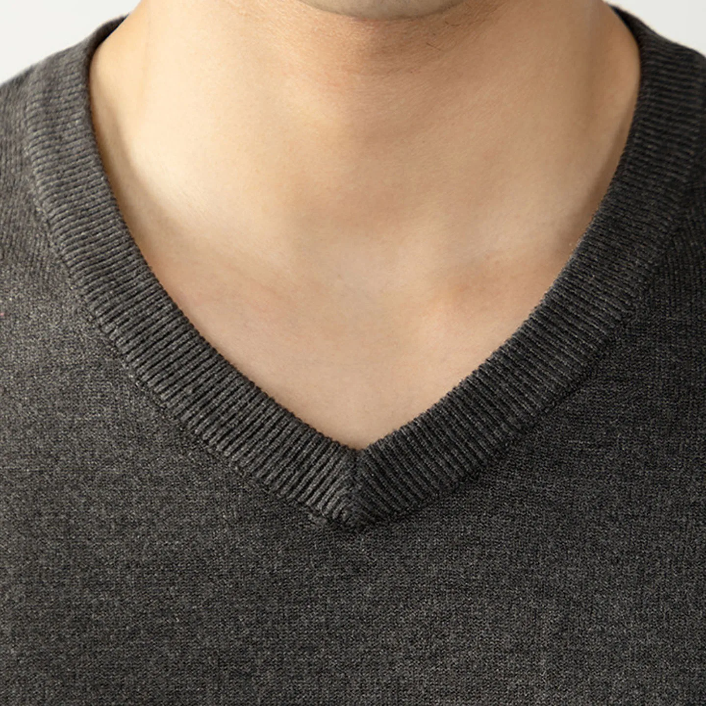 CH V-Ausschnitt Strickpullover Langarm Gerippte Manschetten Fein Gestrickter Stoff Regular Fit Business Casual Strickoberteil – Detail 11
