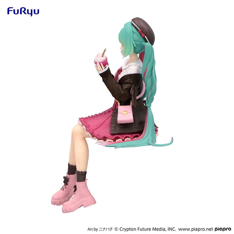 โมเดลฟิกเกอร์ตัวการ์ตูน Furyu Vocaloid, ฟิกเกอร์สีชมพูขนาด14ซม. ของขวัญตุ๊กตาโมเดลเครื่องประดับอนิเมะ