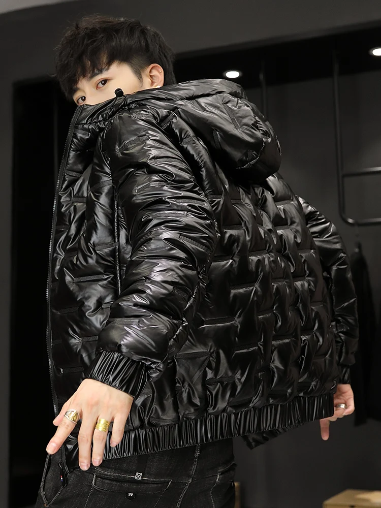 

Молодежная ветрозащитная утепленная хлопковая куртка: модная мужская зимняя теплая легкая куртка с капюшоном, наполненная полиэфирным волокном