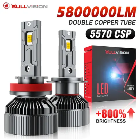 Bullvision H7 H11 LED Bulbs Headlight Car Canbus Headlamp 60000LM H4 H1 H8 H9 9006 HB4 Auto Diode Lamps 6000K +800% Bright 12V