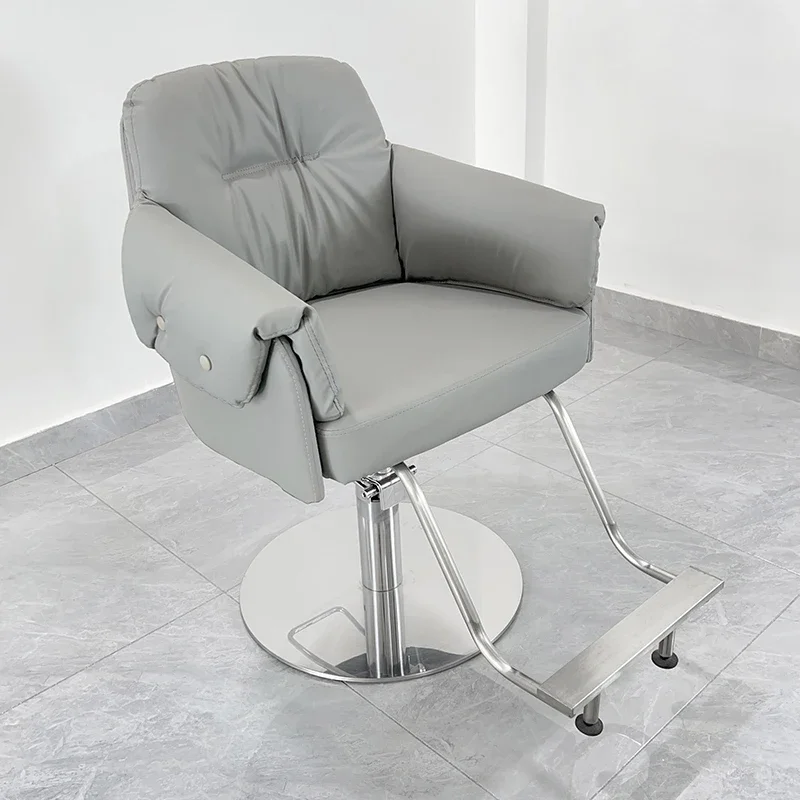 Nordic Minimalist Barber Chair Grey Trendy Aesthetic Comfy Hair Salon Chair Luxury Glamour Cadeira De Cabeleireiro Furniture