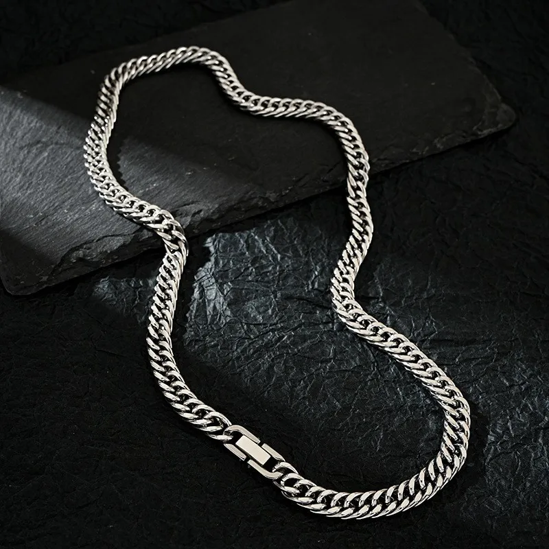 7 MM Stainless Steel Cuban Chains Necklace for Men Women Hiphop Punk Neck Chains Upgraded Cuba Necklaces Male Steel Neck Jewelry