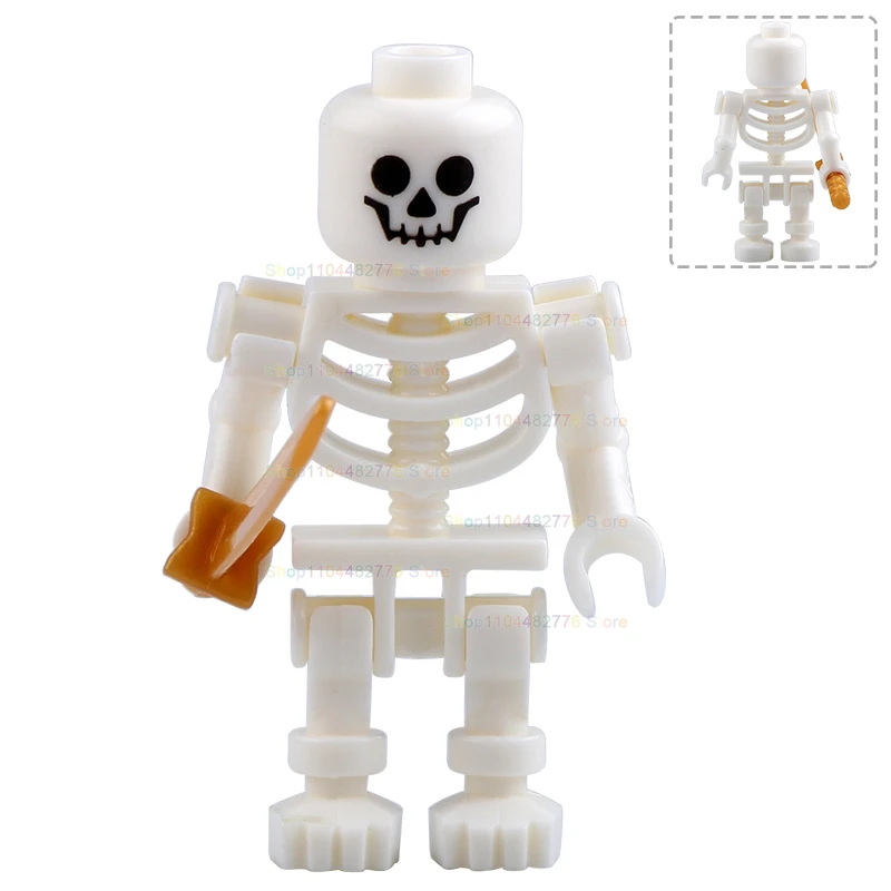 AX007 Knight Medieval Skeleton Knight Troop Action Figure Accessory Spear Armor Shield Assemble Model bricks Educational Kid Toy