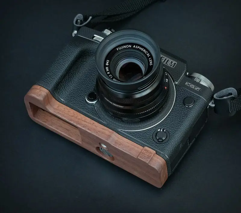 

For Fujifilm X-T4 Fuji XT4 Black Wood Ebony Camera Handle Grip Baseplate Holder