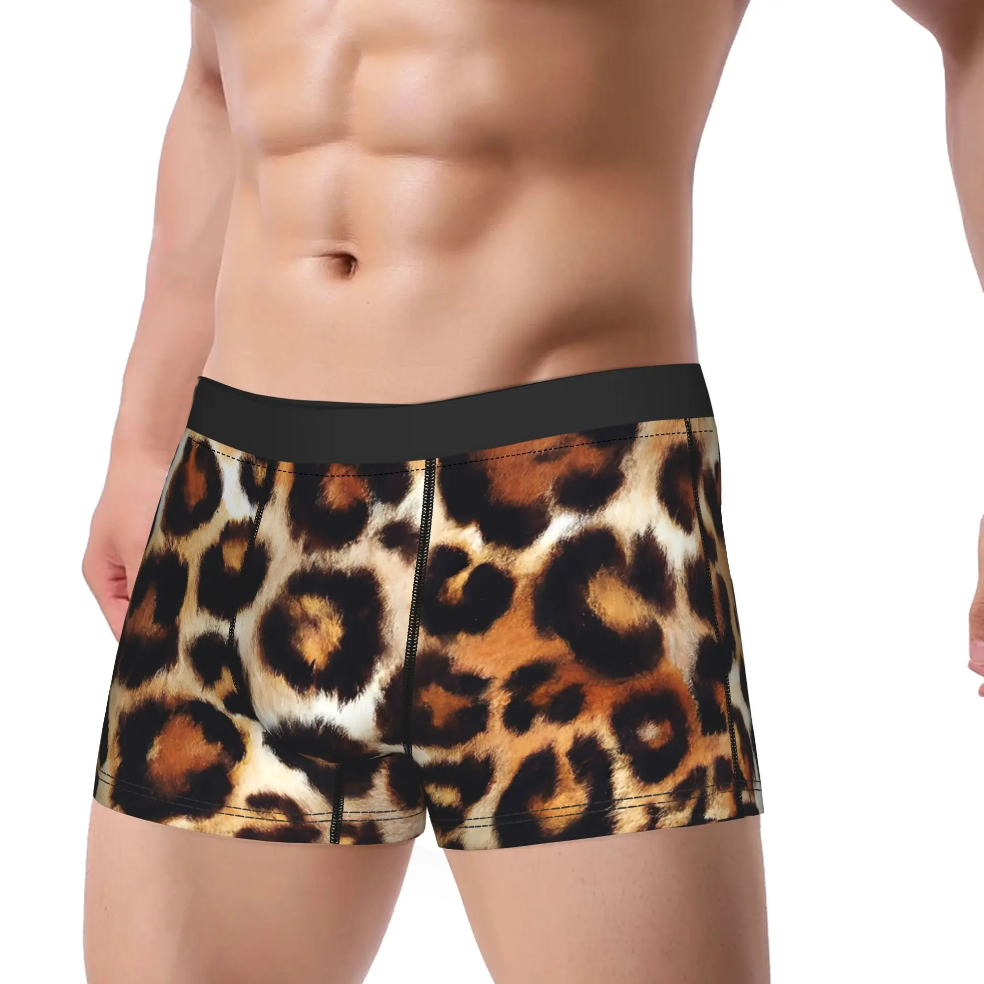 Leopard Spots Pattern Underwear  Classic Underpants Design Shorts Briefs For Male 3D Pouch Oversize Boxer Shorts