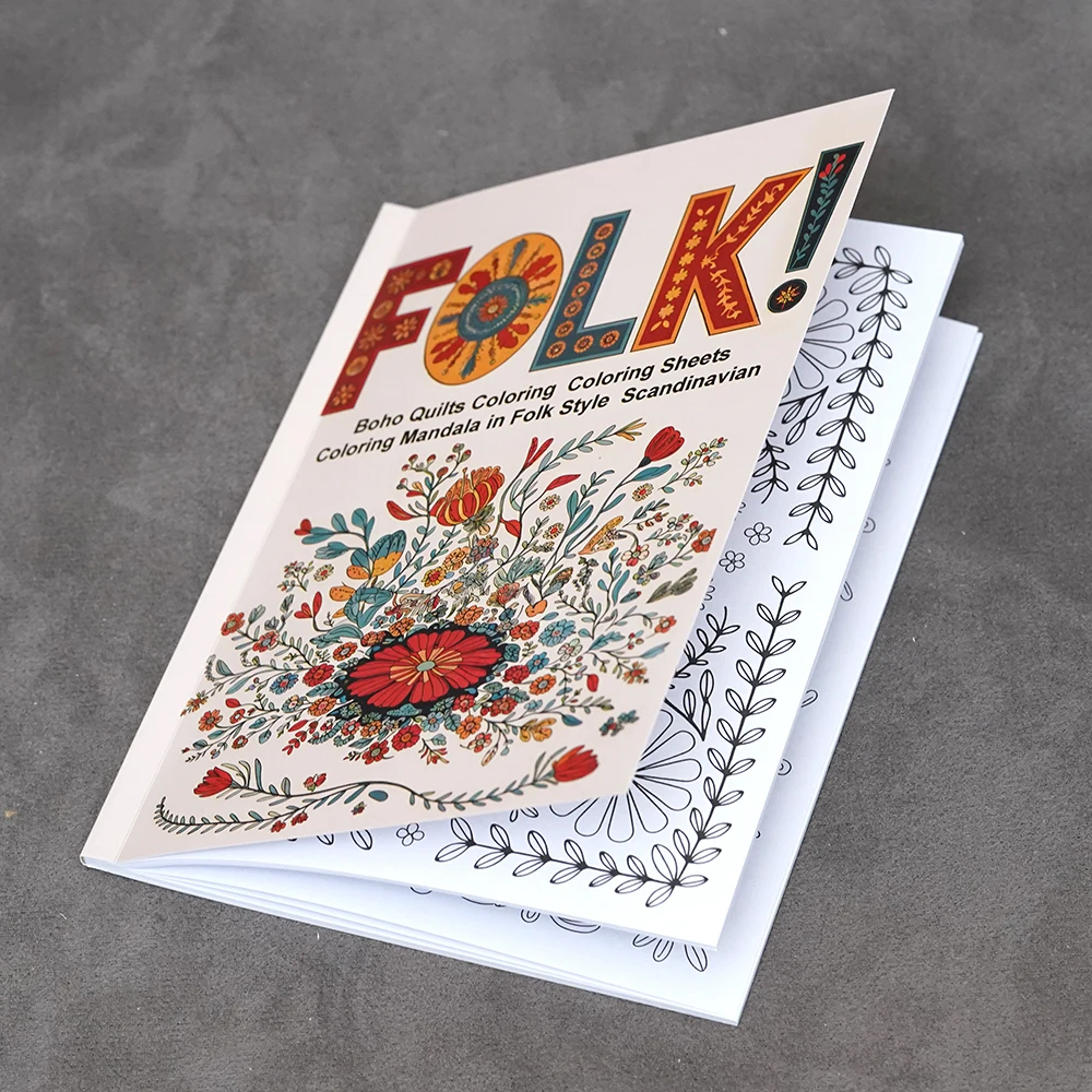 Folk Florals Coloring Book for Adults Boho Quilts and Patterns Relaxing Stress Relief Art Therapy with Intricate Designs Mandala