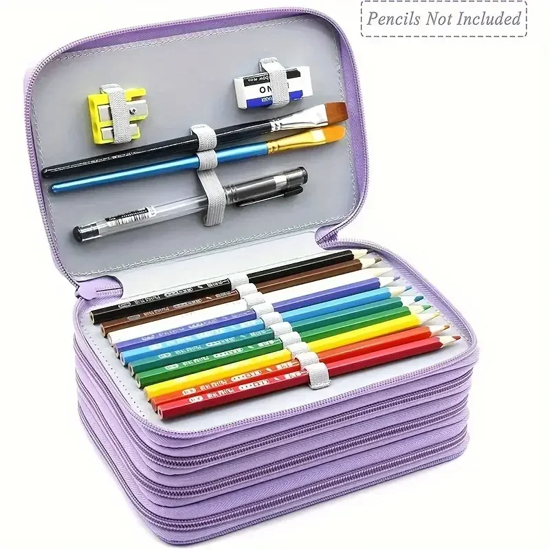 72 Holes 4 Layers Pencil Case Portable Large Capacity Multifunction Pencil Bag with Zipper Pocket Art School Stationery Supplies