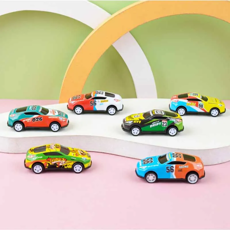 Children's Mini Inertia Cool Tin Small Car Toy Model Creative Doodle Racing Car Toy Boys Gift Alloy Toy Pull Back Car