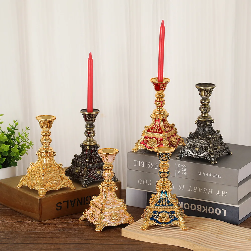 Creative European Gem Flower Single Candle Holder Romantic Wedding Dinner Decor