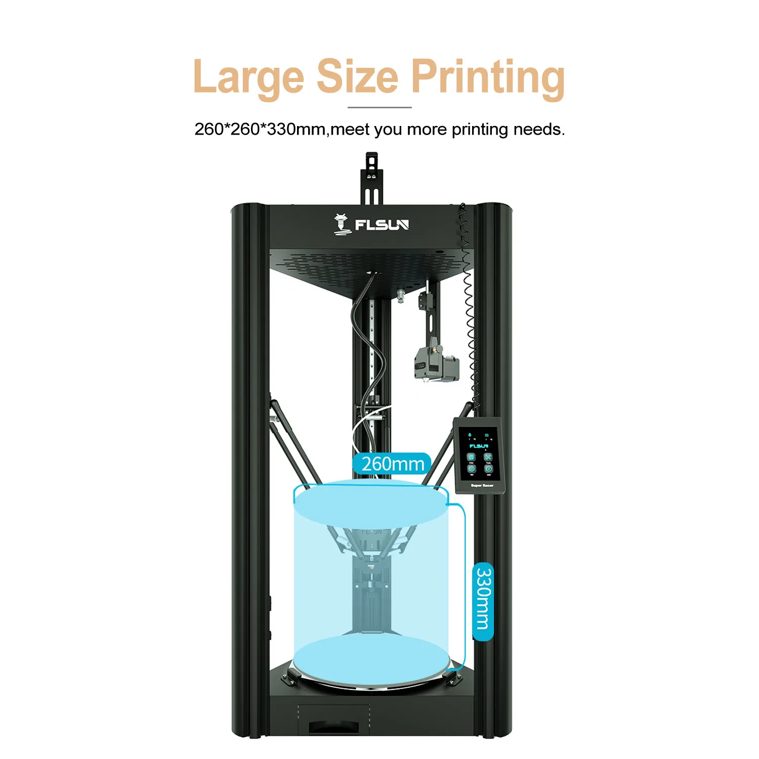 Twotrees FLSUN 260x330mm Size Quick Assembly Auto Leveling Resume Printing Function Dual Extruder High accuracy 3D Printers