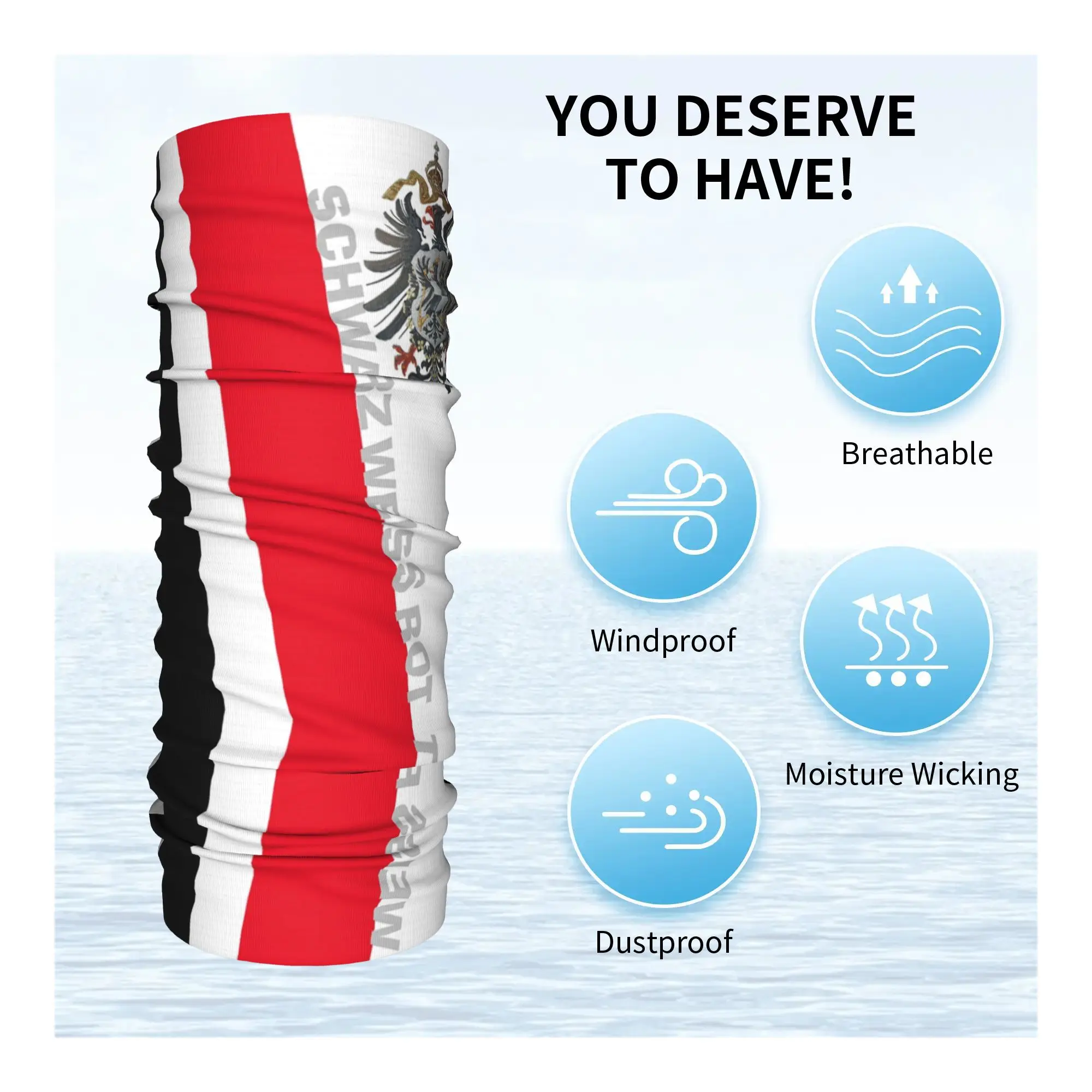 مخصص نسر 1871 الشتاء عقال الرقبة أدفأ النساء الرجال المشي لمسافات طويلة وشاح أنبوبي الإمبراطورية الألمانية شعار الوجه باندانا الجراب