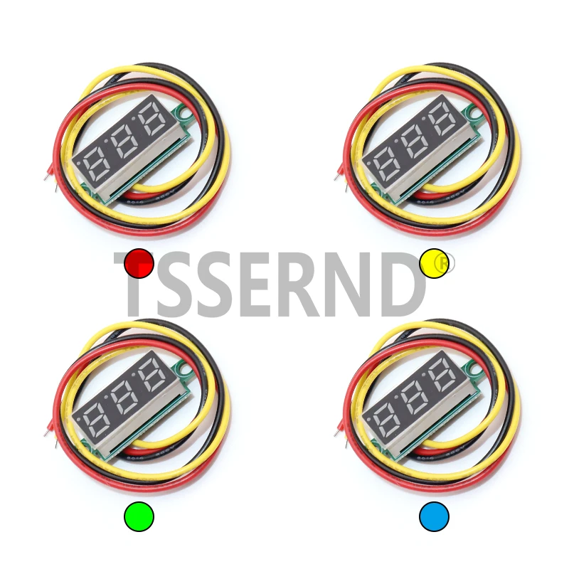 4pcs Digital Mini 0.28Inch Three-Line 0-100V Digital Voltmeter  Digital Voltmeter Gauge Tester LED Display Panel Voltmeter