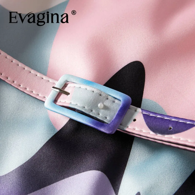 Evagina New Fashion Runway Designer Dress Damska sukienka bez rękawów z nadrukiem Sznurowana główna ulica S-XXL A-Line Mini sukienki