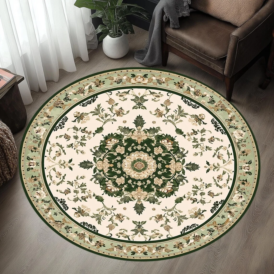 

Retro Flowers Round Mat Round Carpet Bathroom Mat Home Decor Living Room Kitchen Rug Rugs for Bedroom Gift