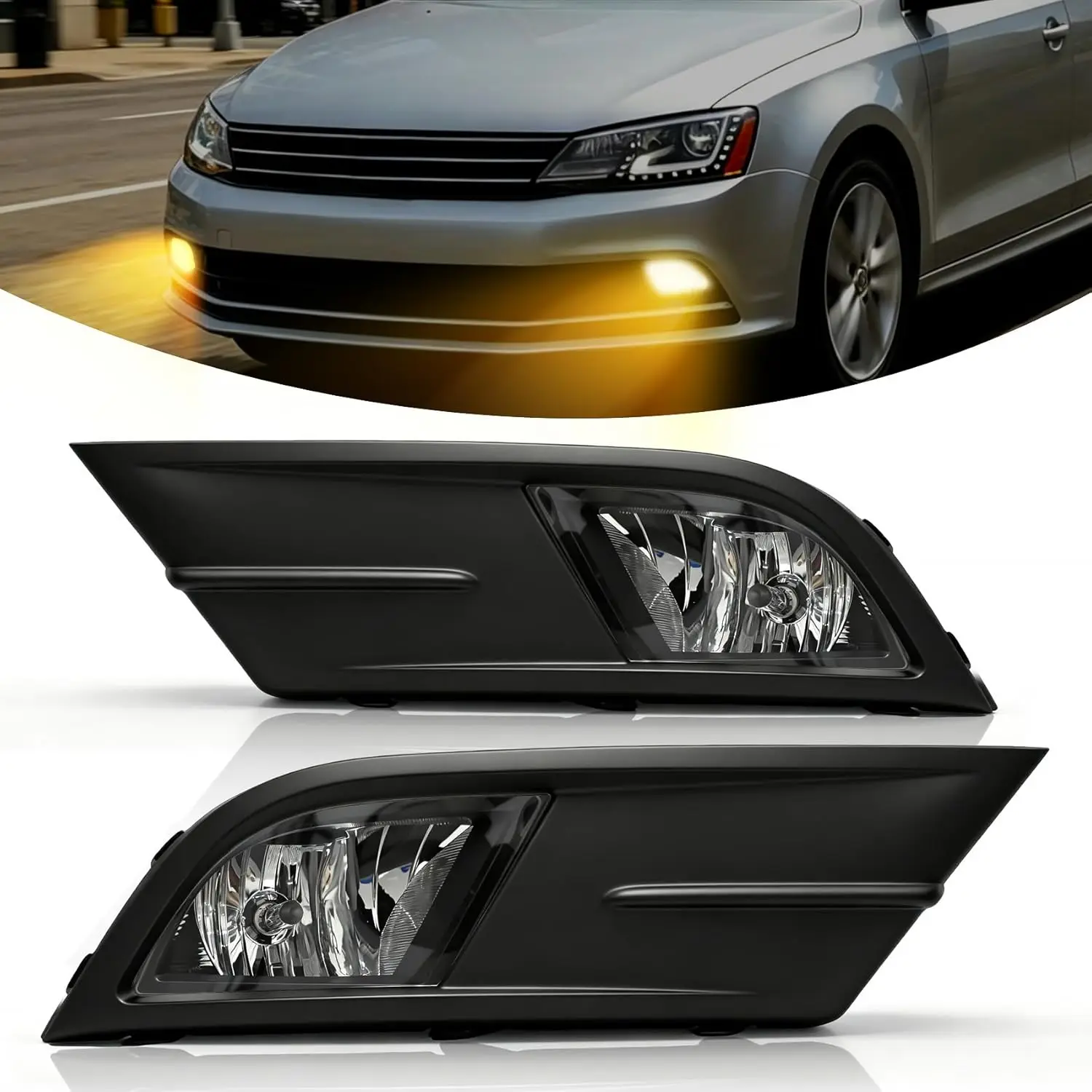 

Галогенные противотуманные фары для VW Volkswagen Jetta 2015-2018, в стиле OEM, прямая установка в передний бампер, комплект противотуманных фар для вождения