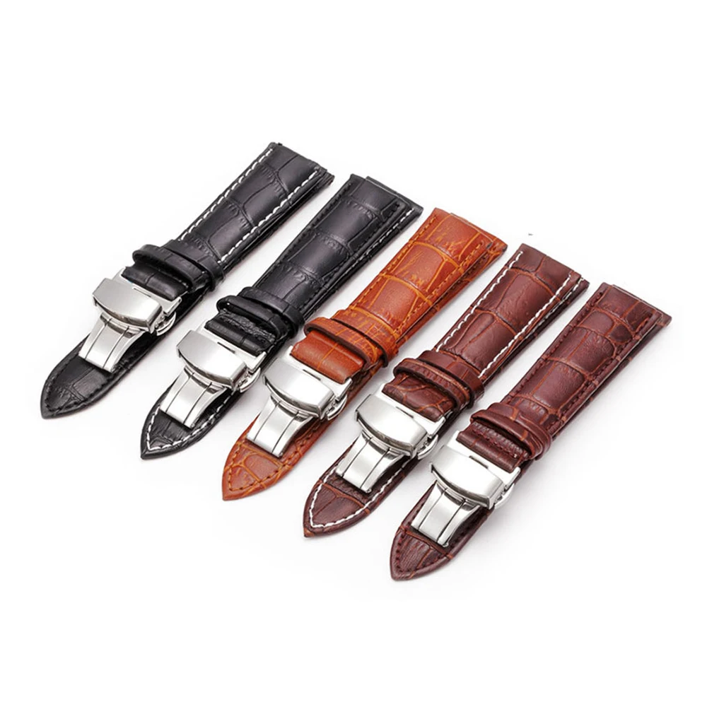 UTHAI Z09 Plus Genuine Leather Watchbands 18mm 20mm 22mm 24mm Universal Watch Butterfly Buckle Band Steel Buckle Strap watchband