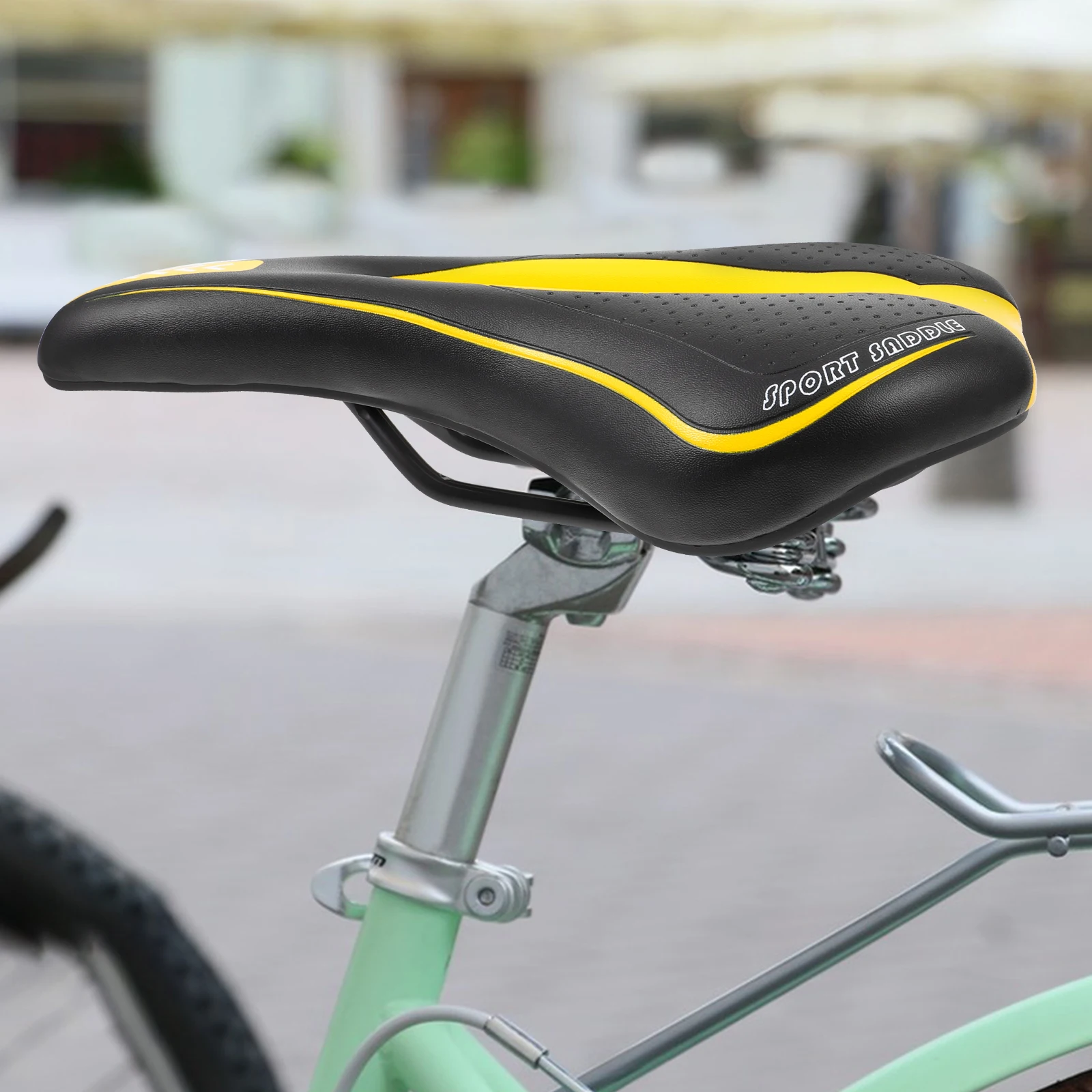 

1Pcs Comfortable Bike Saddle Lightweight Shock Absorbing Mountain Bike Seat Cushion Easy Mount Cycling Seat Black Yellow