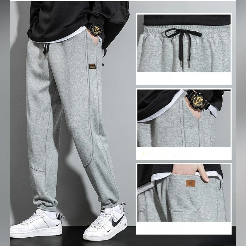 

Grey Sweatpants Mens Straight Pants Large Size Male Loose Black Casual Pants Men Autumn Streetwear Sport Trousers Joggers Bottom