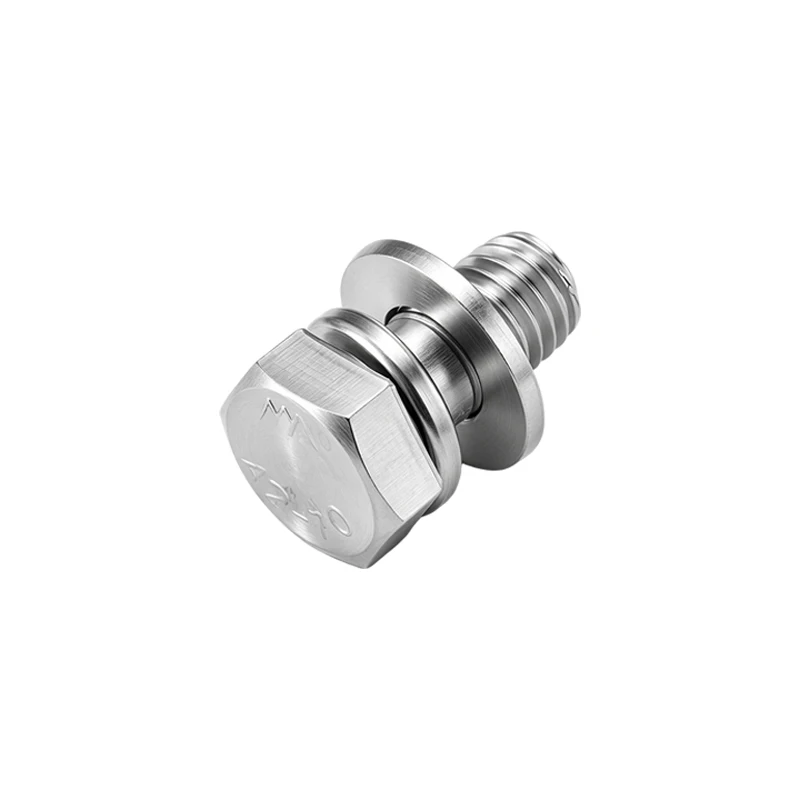 M6 M8 M10 M12 304 Stainless Steel Hex Head SEMS Screws 3-in-1 Pre-assembled Captive Washer Bolt with Spring Lock/Flat Washer
