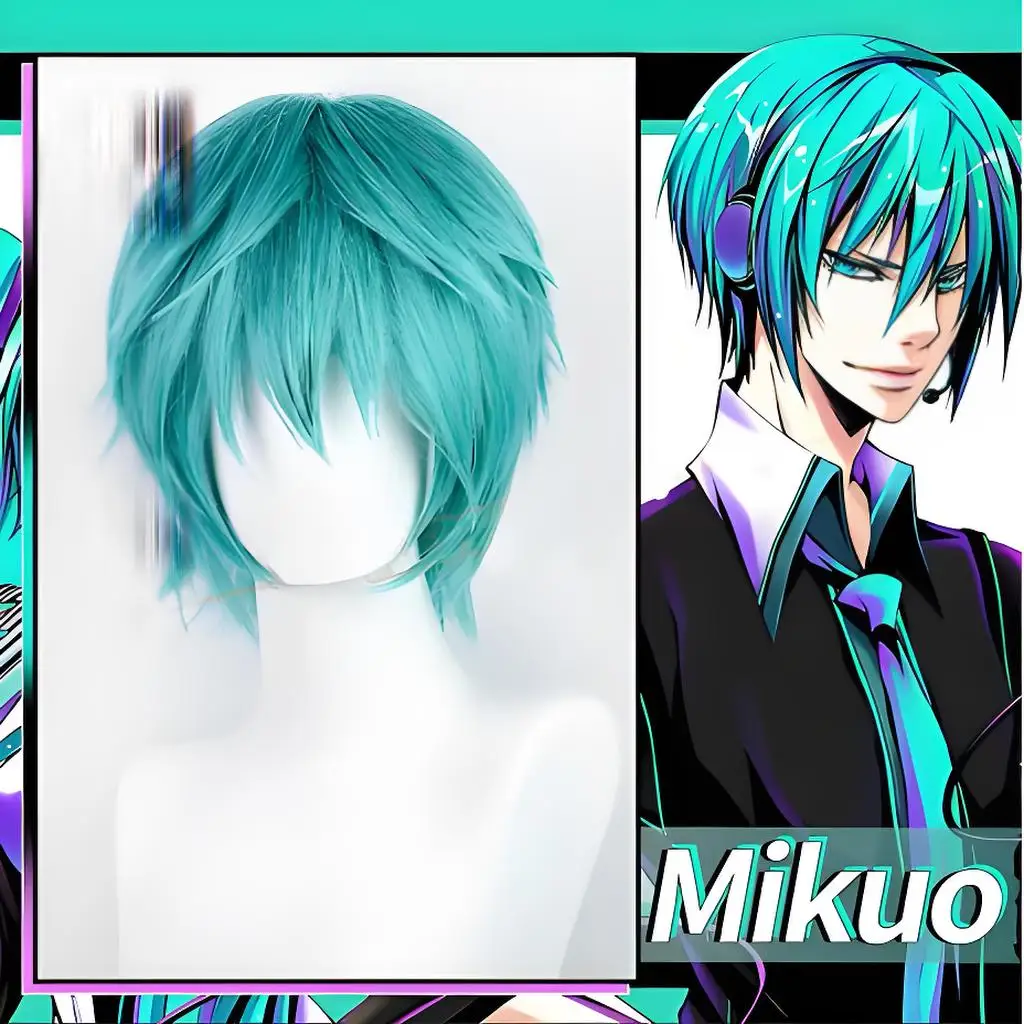 Green Themed Anime Male Cosplay Costume Complete Set with Black Jacket and Green Wig, Customizable Sizes view 3