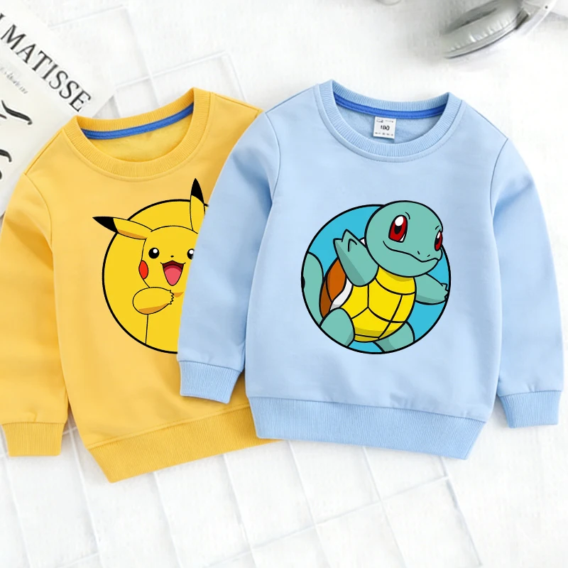 

Pokemons Thin Pullover Clothing Sweatshirt Kids Cartoons Game Anime Print Baby Clothes Birthday Gift Boys Girl Long Sleeve Tops