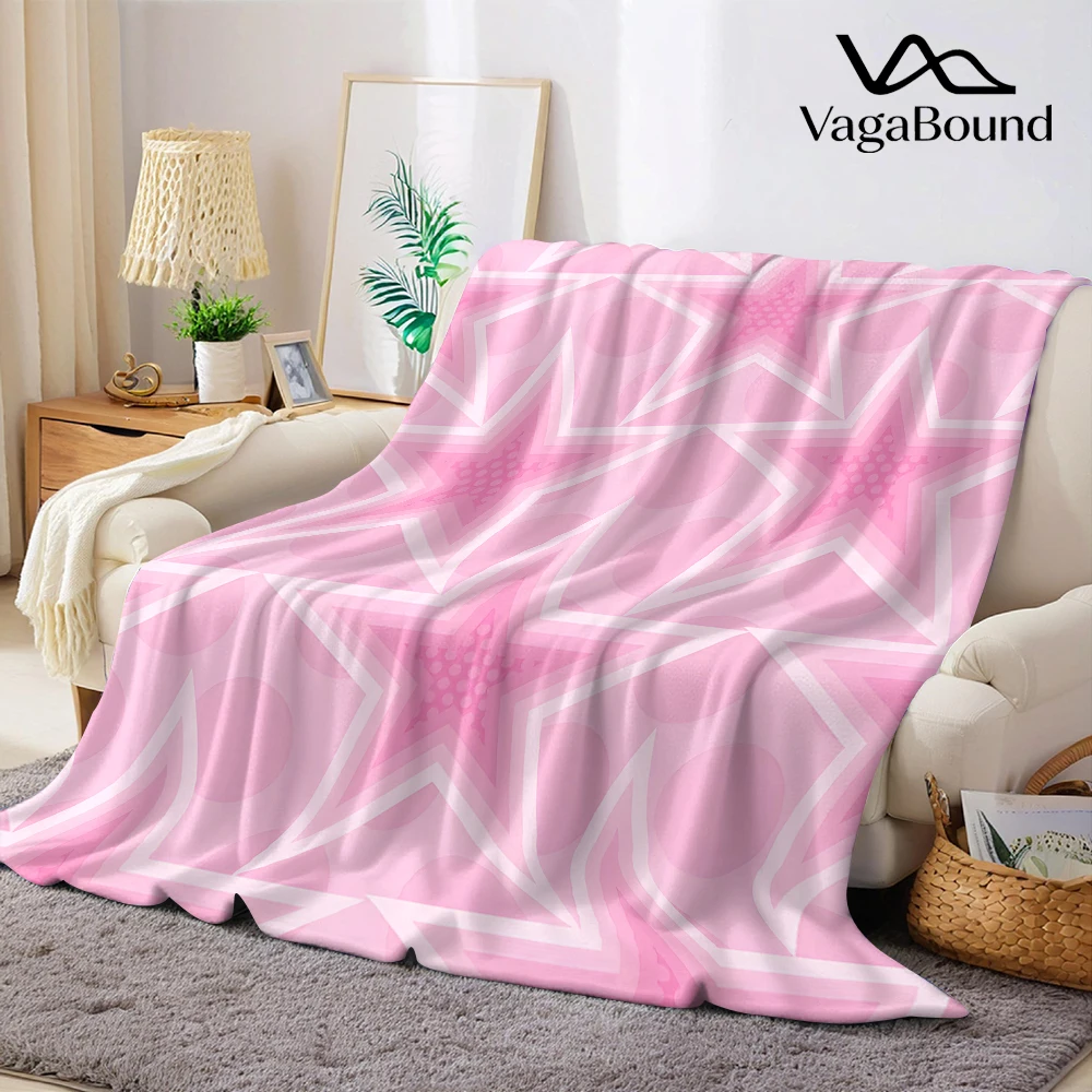 Pink Nested Stars Dots Soft Flannel Blanket Warm Cozy Throw Blanket for Bedroom Living Room Fuzzy Plush Bedspread Gift