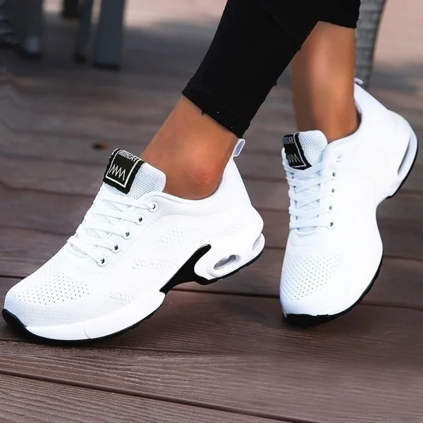 Zapatos deportivos para exteriores para mujer, zapatillas informales para correr, malla transpirable, aumento de altura, plataforma de fondo grueso,