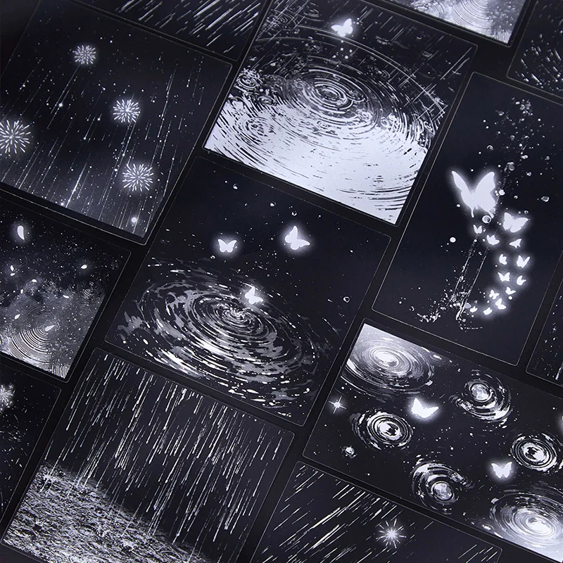 Card Lover 20 Pcs [Today's Rain Series] Rainwater Themed Tent Landscape Material Sticker PET Material Scrapbook Kit