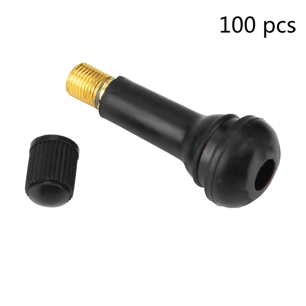 100Pcs Universal TR412 TR413 TR414 Snap-in Car Tubeless Tyre Valve Stems Rubber Alloy Vacuum Tire Air Valve for Auto Motorcycle