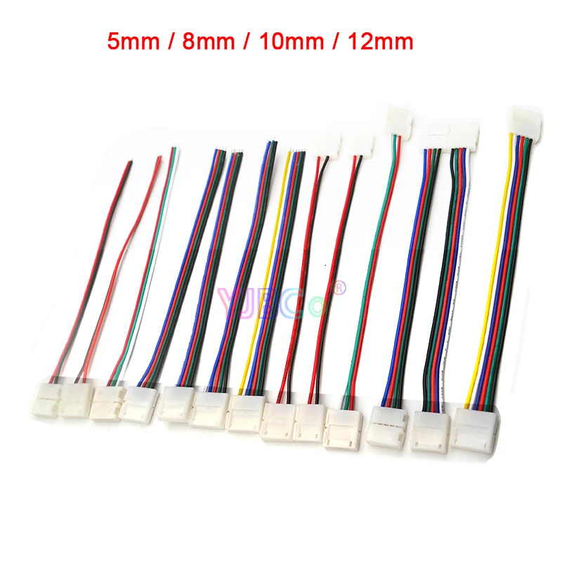 

100 pcs 2pin 3pin 4pin 5pin 6pin LED Strip Connector with Cable Welding free connector clip For RGB RGBW RGBWW Led Strips Light