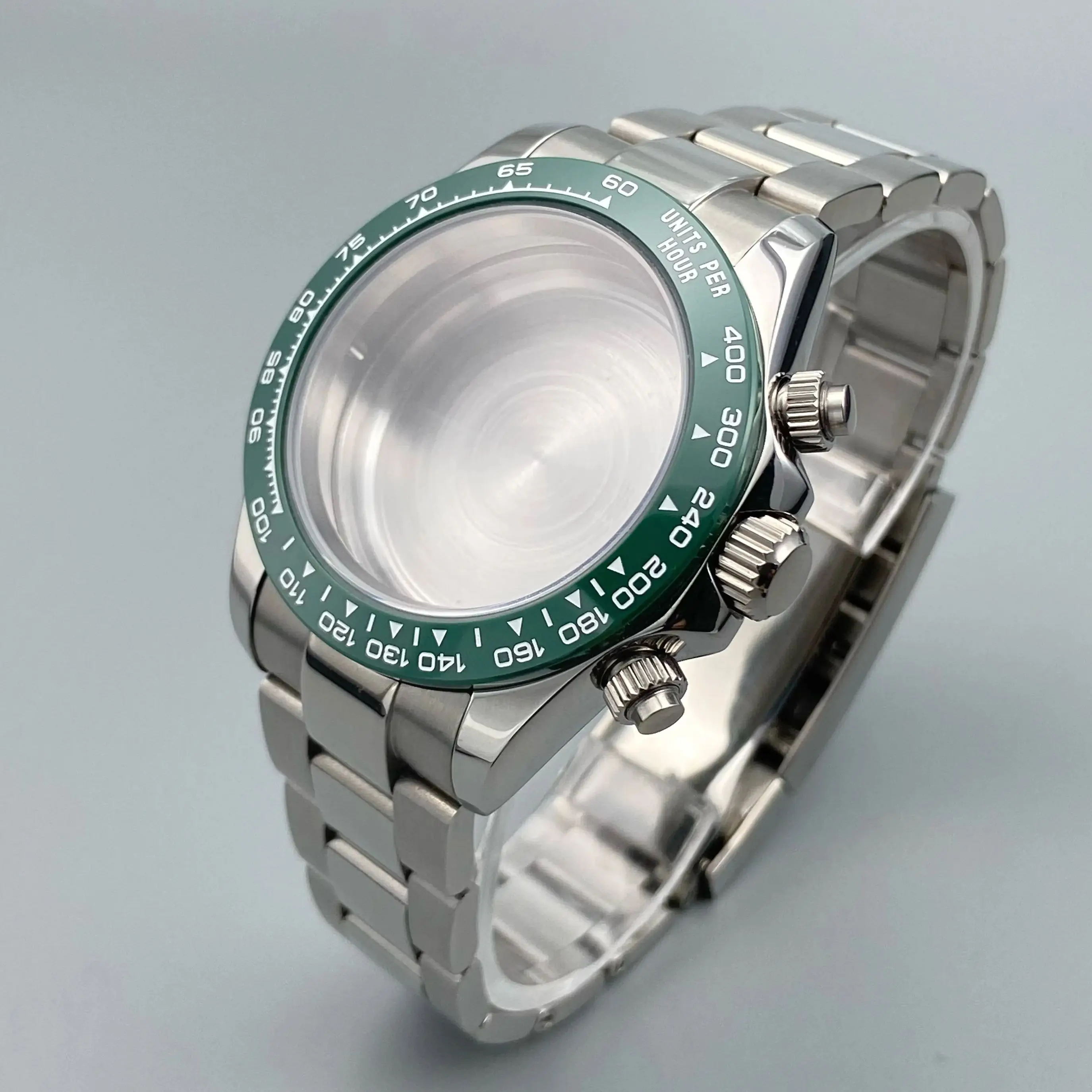 

39mm VK63 Case Silver Watch Case Stainless Steel Watch Strap Fit VK63 Quartz Movement Watch Accessories