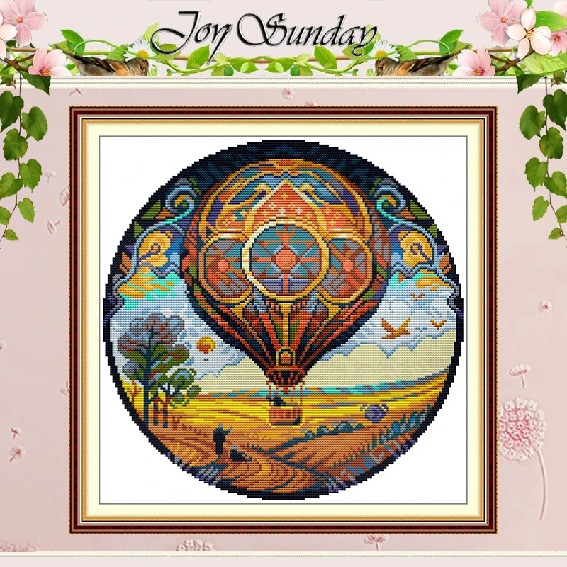 Bright Hot-air Balloon Patterns Counted Cross Stitch Set 11CT 14CT 16CT HD Stamped DMC Cross-stitch Kit Embroidery Needlework