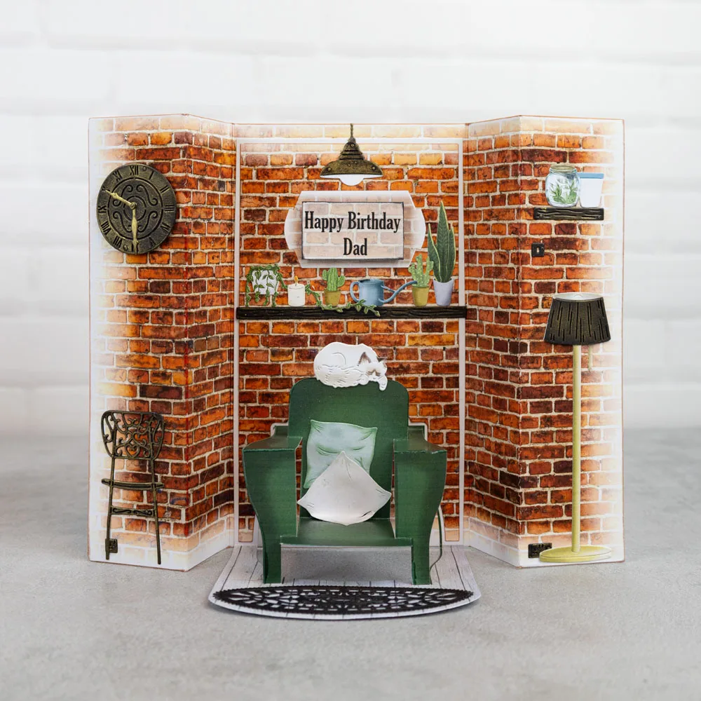 Pop-Up Chair Table Bench Fold Card Forever Home For Father Mother Love Metal Cutting Dies Stamps Scrapbook Diary Decoration DIY