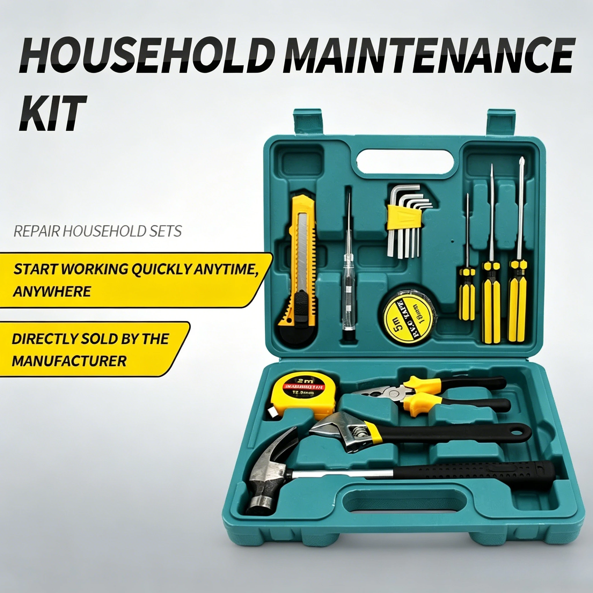 2026 16-Piece Hardware Tool Set Suitable for Both Home and Car Use, All in One Set! High-carbon Steel Hammer Strong and Durable