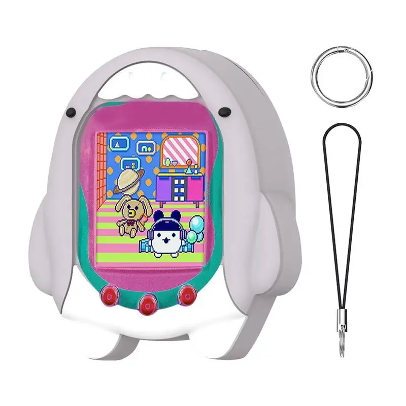 غطاء سيليكون و واقي شاشة و سلسلة ، القرش لطيف ، الكرتون استبدال الحال بالنسبة Tamagotchi Uni 2023